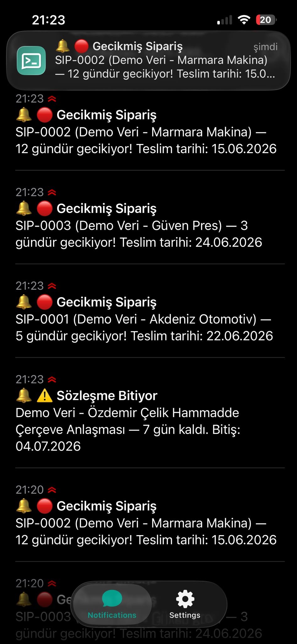 Telefonunuza gelen bildirimler - Ntfy